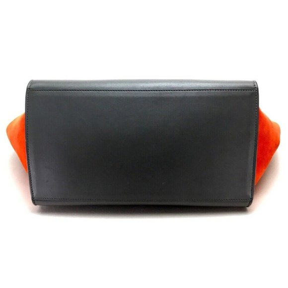 CELINE 2WAYHand Bag Trapeze Shoulder bag Gray x Black x Orange - Picture 12 of 12
